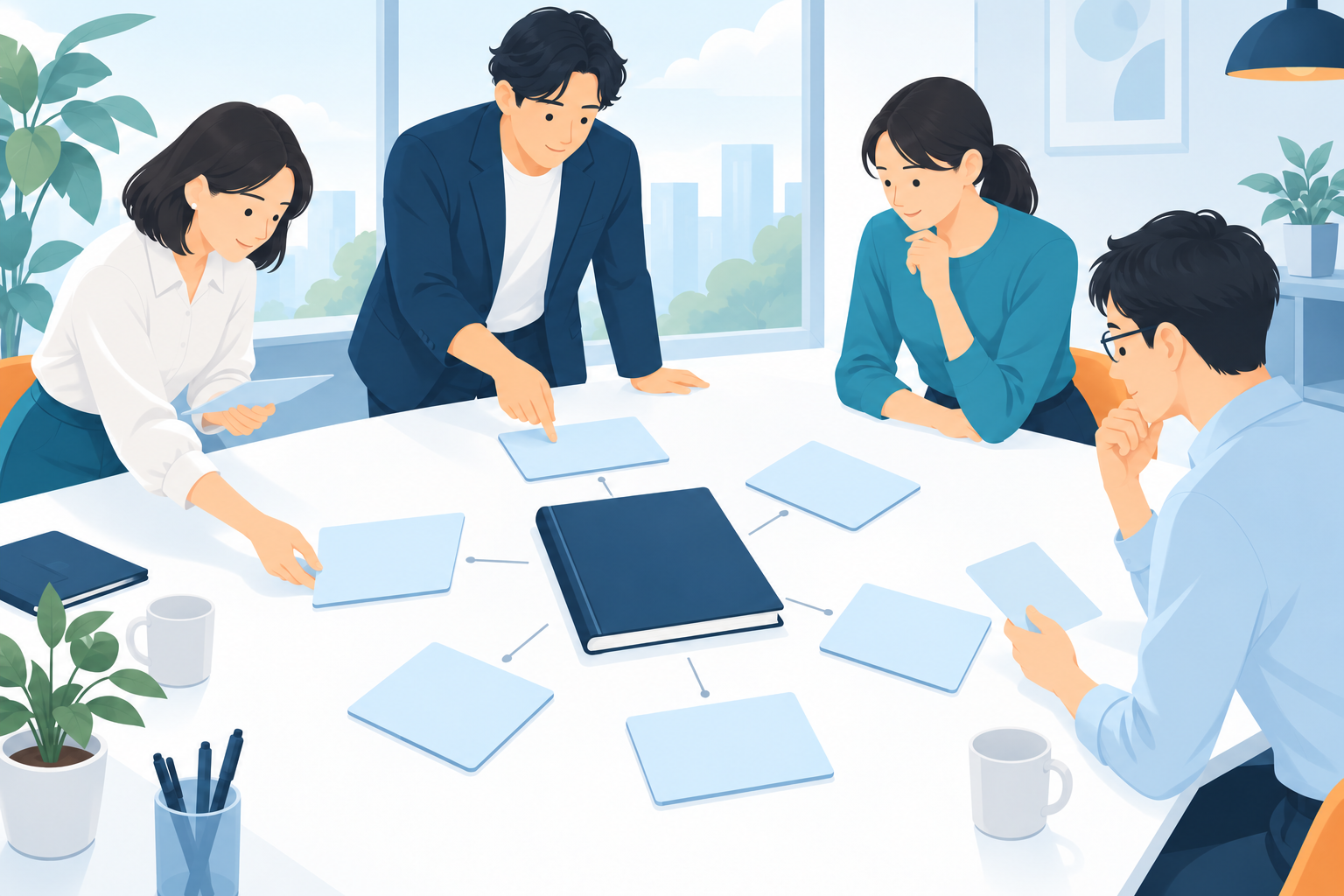 関係者で情報と運用体制を整理するイメージ